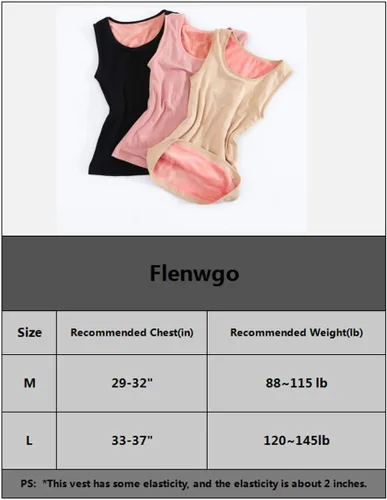 Vista 6 de Flenwgo Ropa interior de algodón con forro polar térmico para mujer, camiseta sin mangas, chaleco de capa base cálida