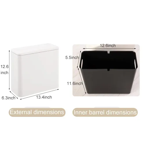 Vista 7 de Cubo de basura delgado moderno, pequeño, rectangular, a prueba de perros, cubo de basura de plástico delgado de 3.2 galones/12 litros con tapa tipo