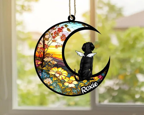 Vista 478 de LOVELYPOD Adorno de Navidad personalizado para perro Basset Hound (marrón) Basset Hound (marrón) adorno para atrapasoles de perro, razas de perros