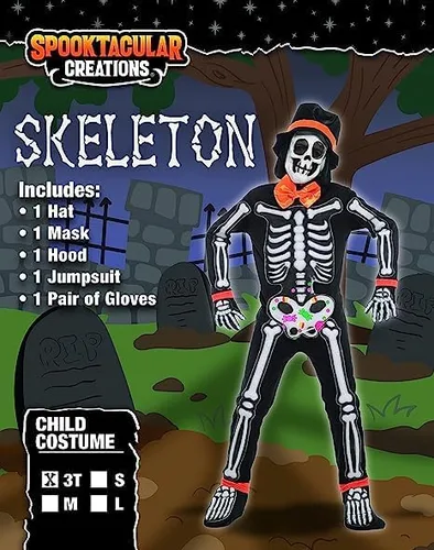Vista 6 de Spooktacular Creations Bonito disfraz de esqueleto para niños de 3 a 10 años