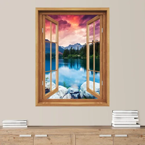 Vista 24 de SIGNWIN Adhesivo de pared removible/mural de pared para ventana, vegetación exuberante y árboles iluminados por el sol, fotografía, realismo