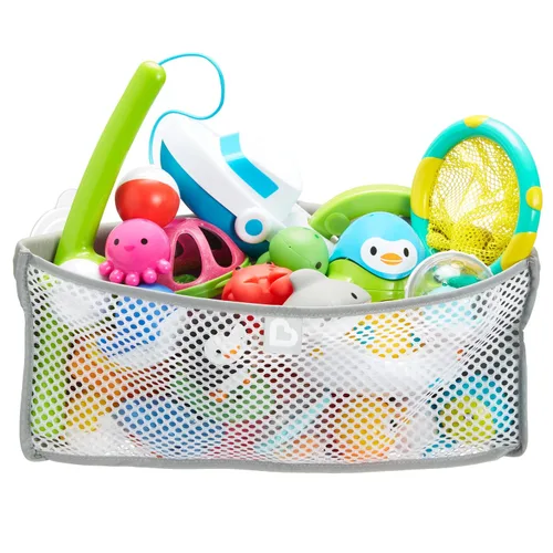 Vista 2 de Munchkin® High 'n Dry™ Organizador y almacenamiento de juguetes de baño, tapete de baño acolchado gris y Soft Spot™ para niños, gris