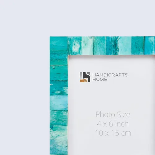 Vista 4 de Handicrafts Home Juego de Marcos de Fotos 4x6 de 2– Marco de Fotos Hecho a Mano con Incrustación de Hueso Verde, Colección Clásica, Marco Decorativo