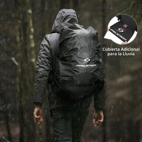 Vista 6 de Maelstrom Senderismo, Negro, Grande Rain Cover,Hydration-Ready, Tripod Straps, Load Compression, Survival Whistle, Perfect For Men