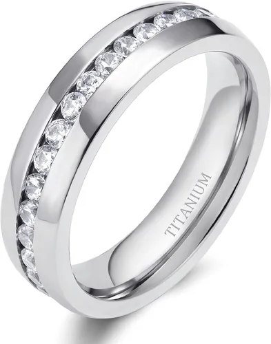 Vista 6 de TIGRADE - Anillo de compromiso de titanio de 5/32 y 15/54 de pulgada (4-6 mm) con circonita cúbica; anillo de bodas talla 3 a 13