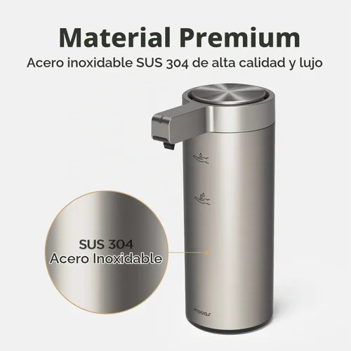 Vista 2 de mooas Dispensador automático de jabón líquido de acero inoxidable