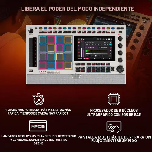 Vista 3 de Akai Professional Centro de producción de música portátil retro MPC Live