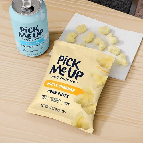 Vista 7 de Pick Me Up Provisions Puffs de maíz cheddar blanco sin gluten, 36/Bx