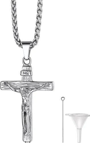 Vista 29 de Richsteel Collares de urna para cenizas para mujeres y hombres, collar con colgante de cremación para cenizas, joyería conmemorativa de acero