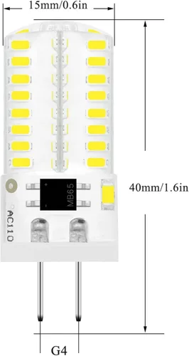 Vista 3 de Bombilla LED G4 AC 120V Cool White Alto Voltaje 110V 3W JC Bi-Pin Base Luz Paquete de 5 6000 K