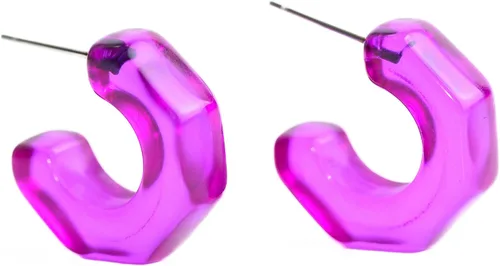 Vista 10 de Leetie Lovendale Gracie Hugger - Aretes de aro hipoalergénicos para mujer, hechos con acero quirúrgico y Lucite, ligeros y cómodos, hechos a mano