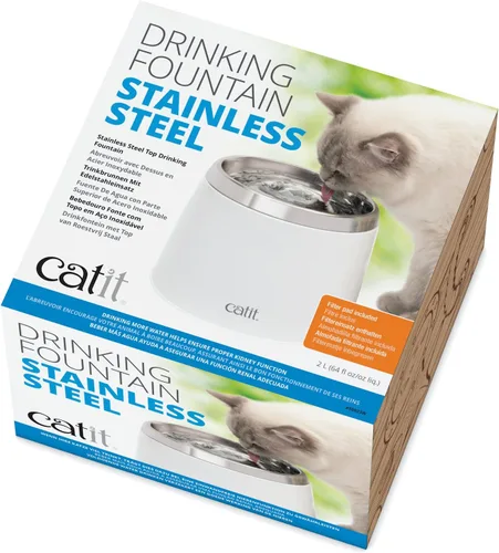Vista 10 de Catit Fuente de agua para gatos de acero inoxidable fresca y transparente, 50023