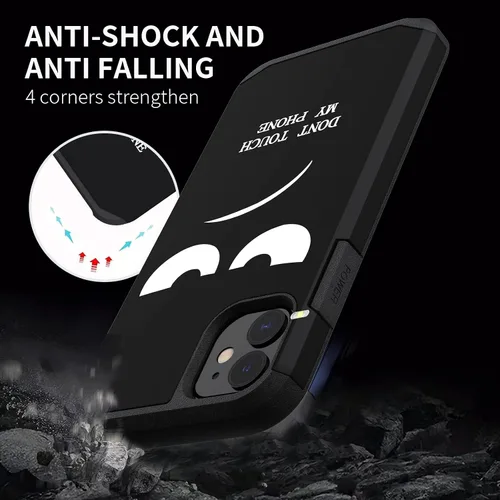 Vista 7 de Funda para iPhone 11, bonita funda [Don't Touch My Phone] a prueba de golpes de doble capa resistente de silicona protectora de plástico para niñas