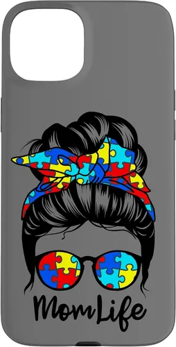 Vista 9 de Mom Life Messy Bun Hair Autism Funny Autism Case for iPhone 17