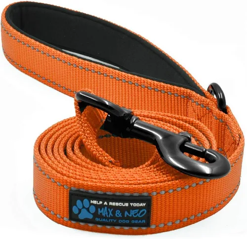 Vista 9 de Max and Neo Correa de nylon reflectante para perro - Donamos una correa a un rescate por cada correa vendida (Negro, 4 pies)