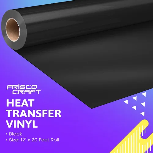 Vista 2 de Frisco Craft Rollos de vinilo HTV – Rollos de vinilo de transferencia de calor para impresiones personalizadas – Rollo HTV mate de 12 pulgadas x 20