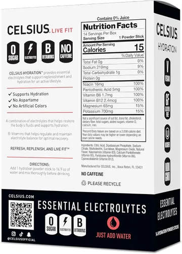 Vista 2 de Celsius Hydration™ Strawberry Watermelon, Mezcla de Bebida Hidratante con Electrolitos Sin Azúcar (Paquete de 14)