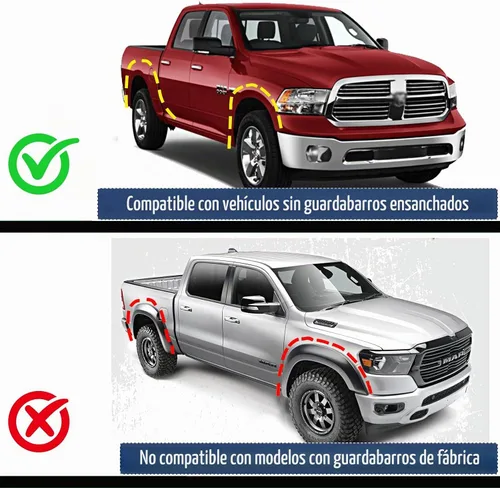 Vista 6 de Aleta de lodo Compatible con 2009-2010 Do-dge Ram 1500/2500/3500, 11-18 Ram 1500/2500/3500, Compatible con ruedas traseras simples, No es compatible