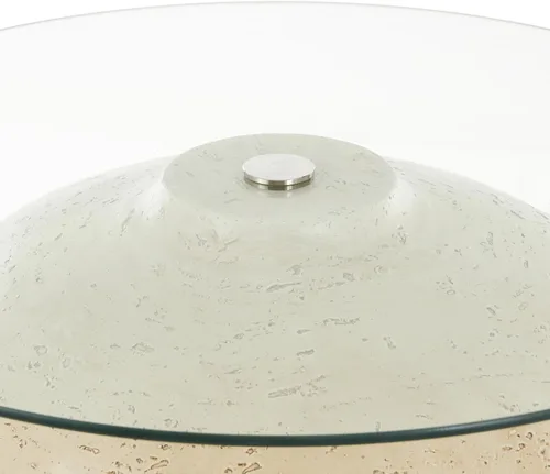 Vista 5 de Deco 79 Mesa de centro de resina para sala de estar con mesa de cristal, mesa central 30 x 30 x 18 pulgadas, color beige