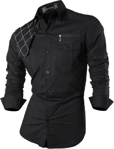 Vista 168 de JZS041, camisa de vestir de manga larga para hombre