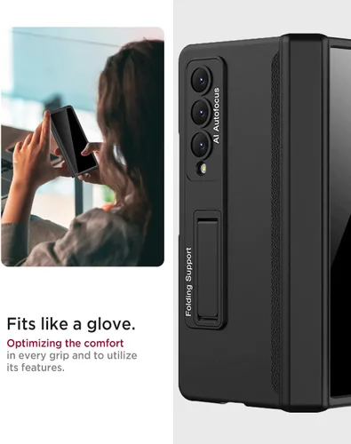 Vista 6 de Miimall Funda para Samsung Galaxy Z Fold 4 con protector de pantalla de privacidad, soporte ajustable integrado y protección magnética de bisagra
