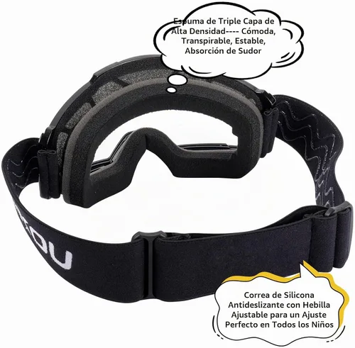 Vista 6 de SAKOU Gafas antivaho para niños y jóvenes de 3 a 12 años Negro