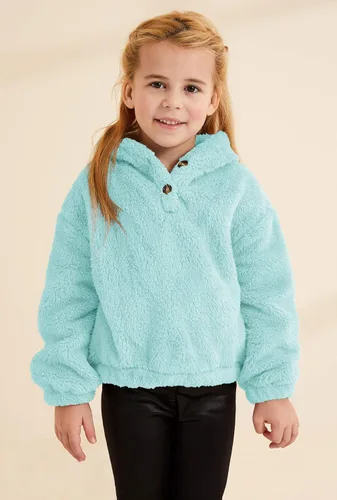 Vista 3 de GAMISOTE - Sudadera infantil cálida y holgada, con capucha mullida y botones