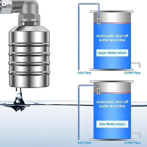 Vista 4 de Válvula de flotador de control de nivel de agua totalmente automática de acero inoxidable 304, válvula de bola flotante Controlador automático