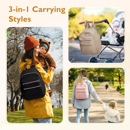 Vista 2 de mommore Mochila de Pañales de Neopreno Pequeña Bolsa de Bebé Mochila de Viaje Mini para Pañales para Recién Nacidos con Bolsillos Aislados, Correas