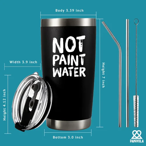 Vista 8 de Vaso de acero inoxidable 304 con aislamiento al vacío, regalo para artistas, regalo de artista con diseño de pintor de agua, regalo divertido