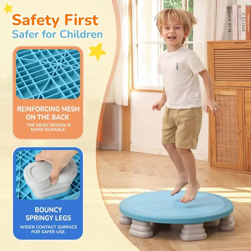 Vista 3 de Bounce Board, Mini Trampoline for Kids, Toddlers Trampoline Indoor, Sensory Toys, Autism Sensory Products, Baby Jump Toy Recreational Azul