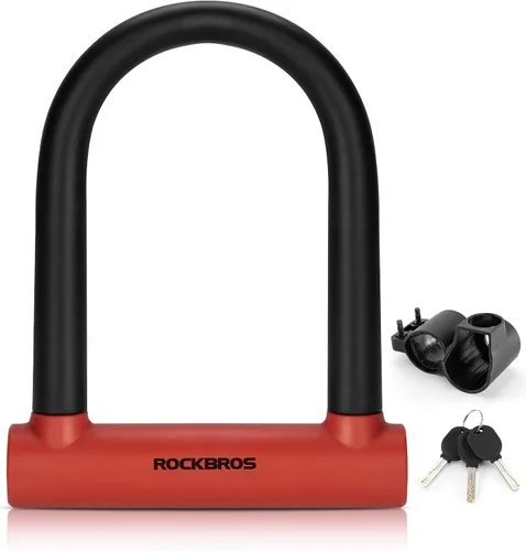 Vista 9 de ROCKBROS Bike U Lock Soporte de montaje antirrobo 21.4mm Alloy Steel C-Grade Lock Core, 12T Shear Resistance, 3 Copper Keys, Mounting Bracket