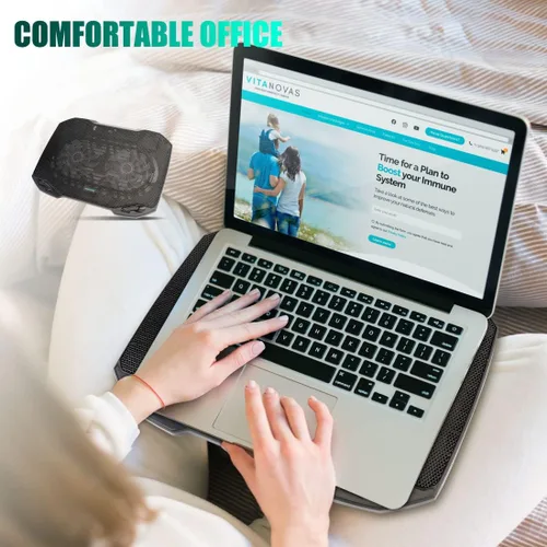 Vista 3 de LIANGSTAR Almohadilla de enfriamiento para laptop, enfriador de laptop para juegos con 2 ventiladores grandes silenciosos, cambio de luz RGB de 7
