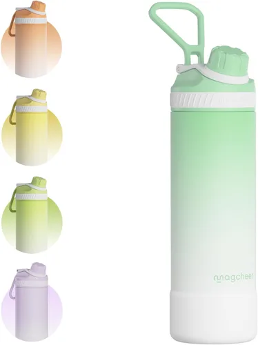 Vista 10 de Botella de agua aislada de 24 onzas, acero inoxidable al vacío de doble pared, diseño de boca ancha, botella reutilizable a prueba de fugas