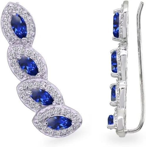 Vista 3 de Aretes de plata de ley auténticos, simulados o creados con piedras preciosas y topacio blanco marquesa