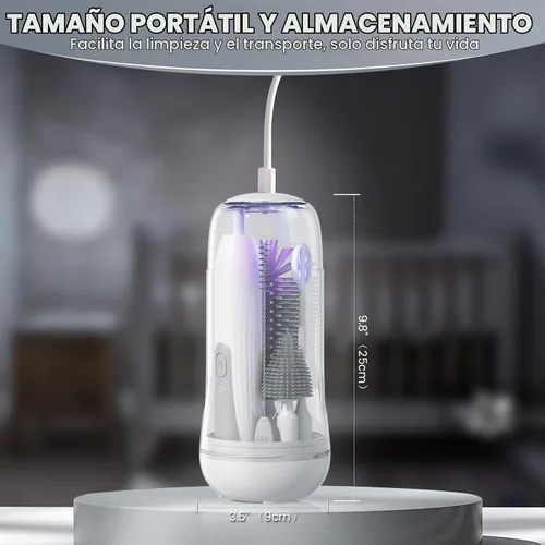 Vista 8 de Limpiador de cepillo eléctrico portátil con caja de almacenamiento, kit 4 Gris