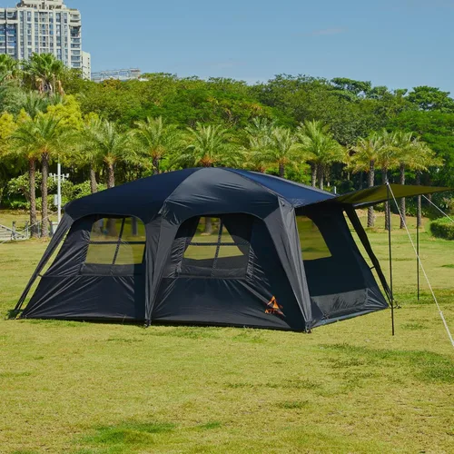 Vista 9 de KTT Extra Large Tent 6-12-14 Person,Family Cabin Tents,2 Rooms,3 Doors and 3 Windows with Mesh,Straight Wall,Waterproof,Double Layer,Big Tent for
