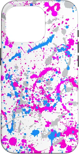 Vista 20 de iPhone 16 Rosa + Azul + Gris Blanco Patrón de salpicaduras de pintura