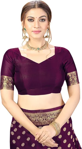 Vista 7 de Nivah Fashion Kanjivaram Banarasi Art - Sari de seda para mujer con blusa sin costuras