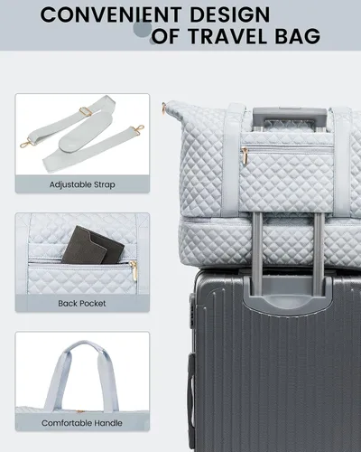 Vista 5 de LOVEVOOK Bolsa de viaje para mujer, con compartimento para zapatos, Azul