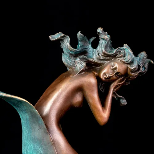 Vista 6 de Estatua de bronce de escultura desnuda abstracta de 15.4 pulgadas, figuras sexys, 100% fundición de bronce, decoración del hogar, escultura