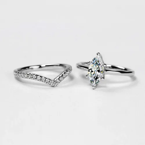 Vista 5 de michooyel S925 - Anillo de compromiso 2 en 1 de 1.5 quilates, corte marquesa para mujer, anillo de boda, anillo de novia, anillo de promesa de plata