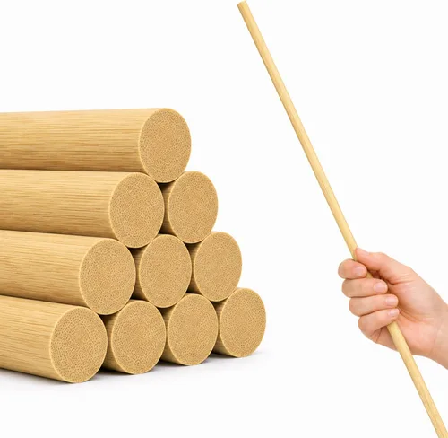 Vista 13 de 10 varillas de bambú de 1/2 pulgadas x 48 pulgadas de largo, clavijas redondas de madera para manualidades, proyectos escolares, palos de madera