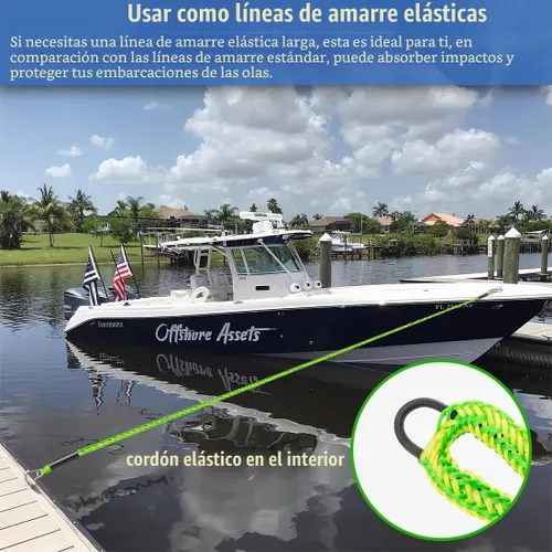 Vista 6 de Líneas de muelle elástico para barcos, Líneas de anclaje de bungee para barcos, Cuerda de anclaje elástica para barcos, Línea de anclaje PWC