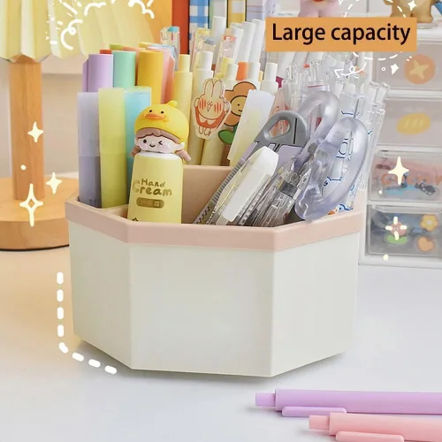 Vista 2 de Organizador de escritorio, portalápices de escritorio, 5 compartimentos, organizador de escritorio, caja de almacenamiento de suministros de arte
