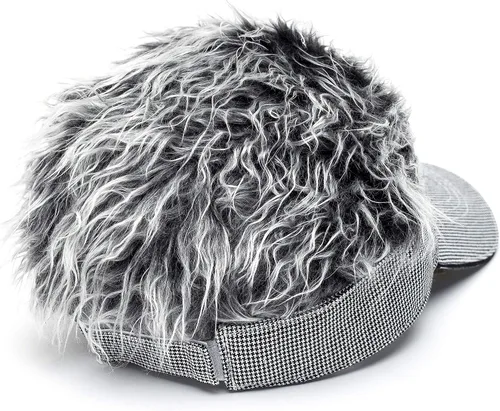 Vista 4 de Gorra de béisbol ajustable para hombre, con visera para el sol, divertida, gorra de golf falsa, color negro, Grid Gris