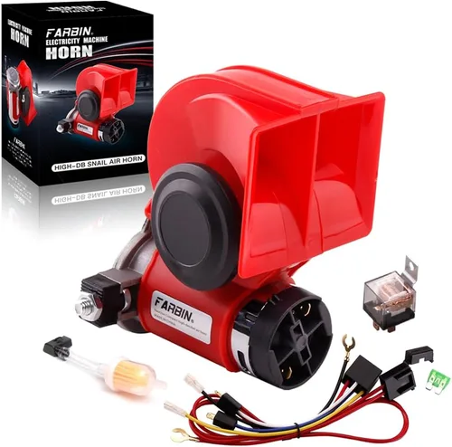Vista 9 de FARBIN - Claxon de aire para camiones, bocina compacta de tren, bocina eléctrica para coche 12 V, 150 db, superfuerte con arnés de cableado