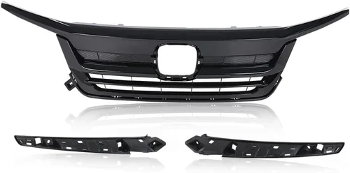 Vista 15 de PIT66 Rejilla delantera superior del parachoques en capó negro con cromo compatible con Honda Civic 10th Limousine 2016 2017 2018 parrilla para Civic