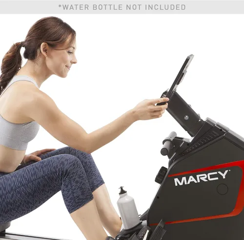 Vista 3 de Marcy Máquina de remo de resistencia magnética ajustable compacta de 8 niveles con ruedas de transporte