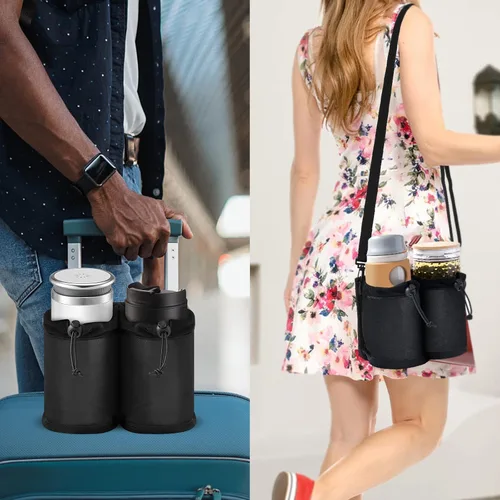 Vista 2 de Portavasos de equipaje Travel Essentials, negro, (Black With Shoulder Strap)